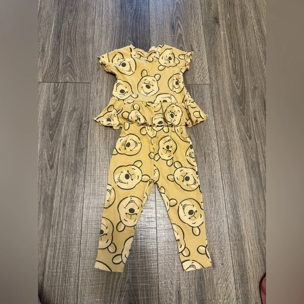 Disney Baby Winnie The Pooh Baby Girl Matching Set Size 12 M T Shirt Peplum